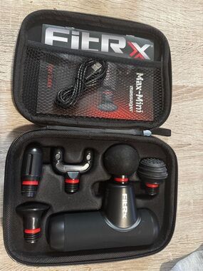 FITR X Black Percussion Massage Gun with 6 Massage Heads